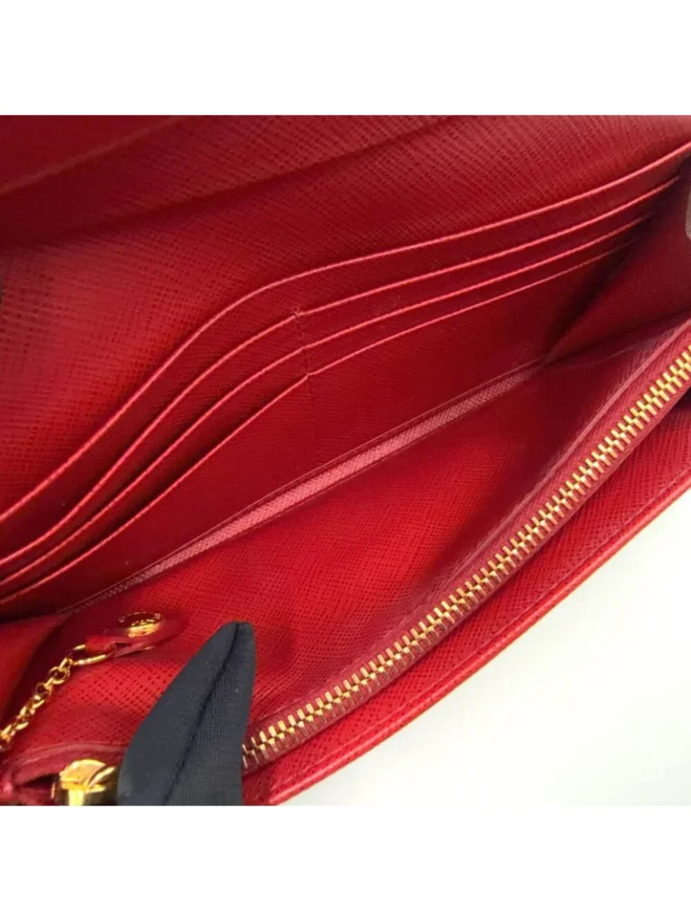 Prada Saffiano Metal Bifold Leather Pink Beige Wallet Gold